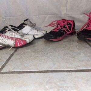 2 pairs Girls Athletic Shoes -Black and Pink